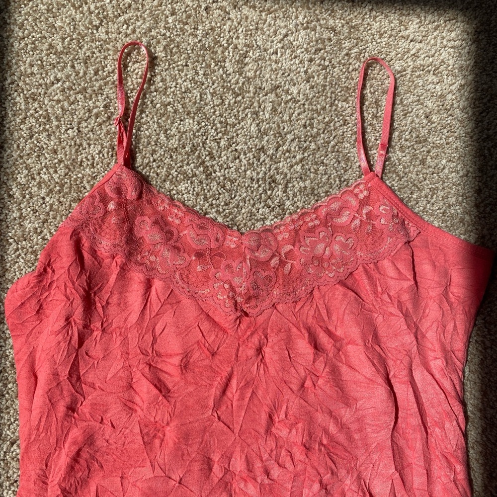 Maurice’s coral pink lacey cami tank top size large - Picture 3 of 7